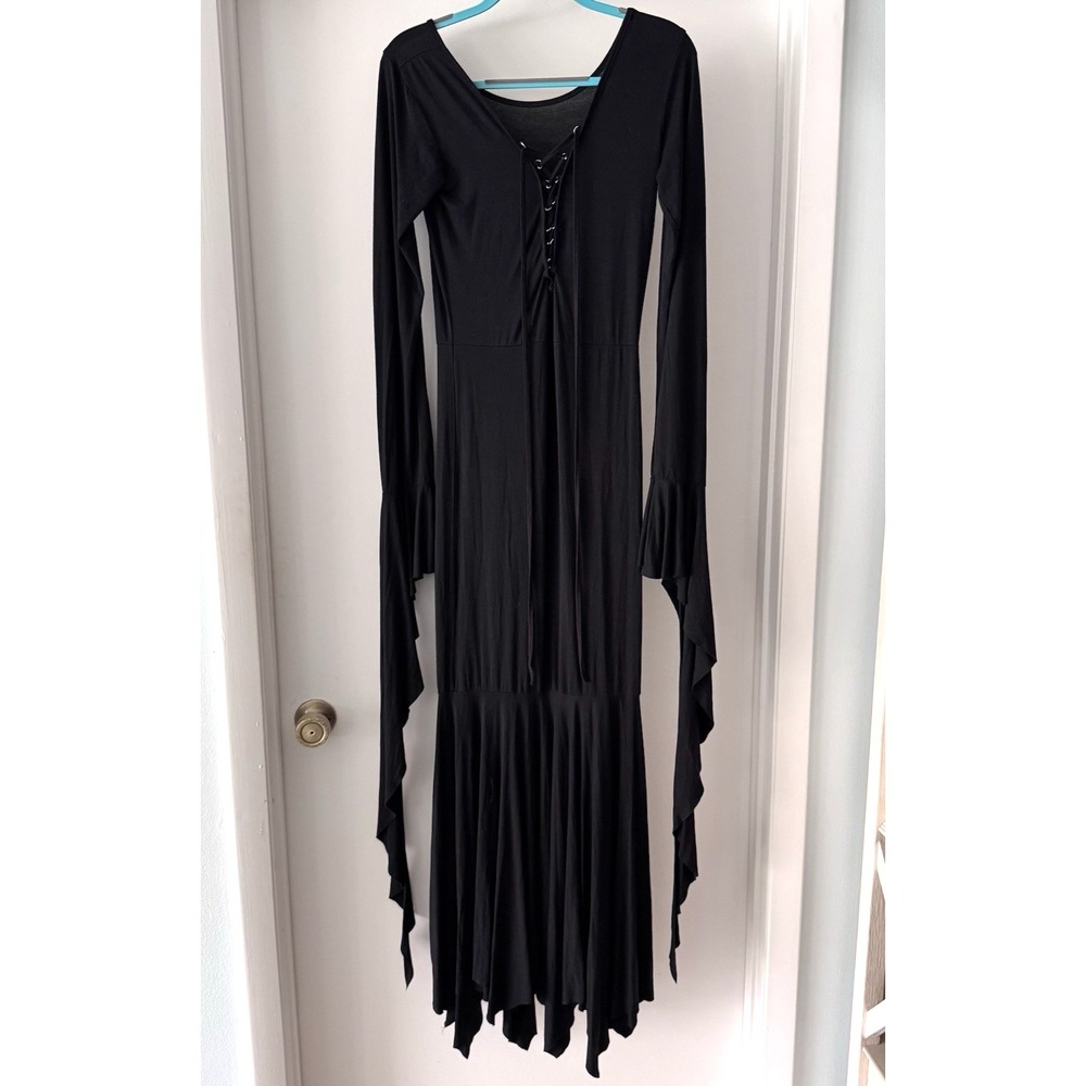 Witchy Dress Sz S Goth Cosplay Morticia Lace Up LONG Tall Maxi Witch Whimsygoth